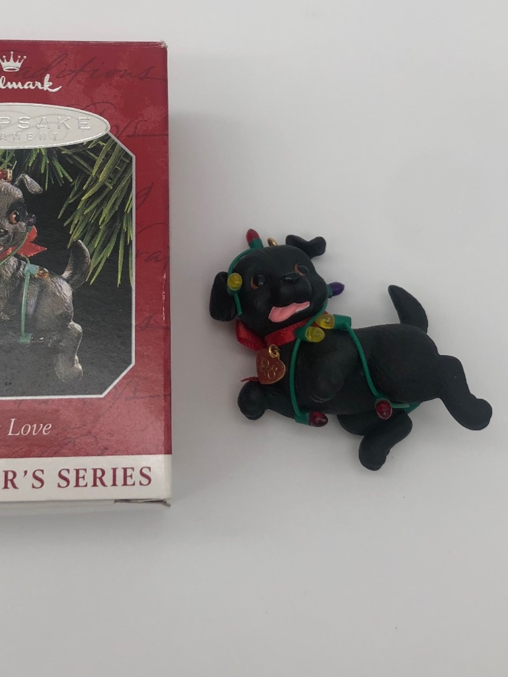 Vintage Black Lab Hallmark Keepsake Ornament Puppy Love Series Dog 1998 with Box